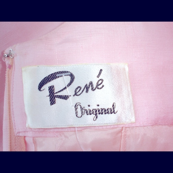 Vintage 60s Rene PINK Fitted Wiggle Dress BEADS Sm - Picture 9 of 16